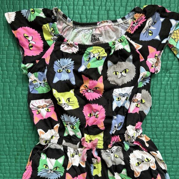 NEW Spotted Zebra 2 Shorts Rompers Girl S 6/7 Cat & Ice Cream Cones Thick Cotton - Picture 11 of 16